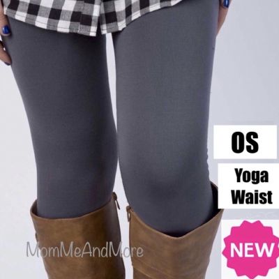 NEW OS Women Solid Gray Leggings YOGA WAIST (soft as Lularoe)