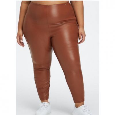 NWT Fabletics Vegan Leather Slim Fit Legging in Mahogany, size 3X, Side Zipper