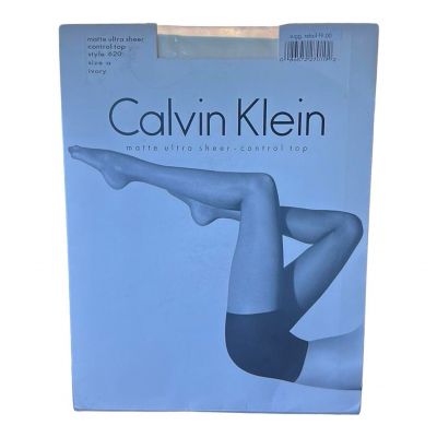 Calvin Klein 1994 Vtg Matte Ultra Sheer Pantyhose Control Top Size A Ivory