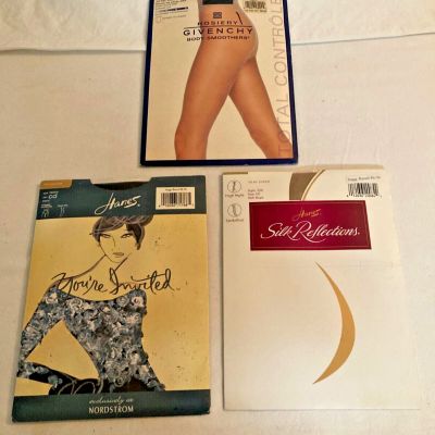 LOT OF 3 PANTYHOSE GIVENCHY, HANES, & HANES SILK REFLECTIONS SIZE C & CD