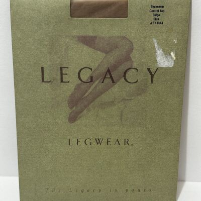 Legacy Plus Size Beige Pantyhose Back Seam NWOT