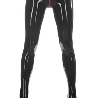 Unisex Latex Gummi Rubber Crotch Red Zipped Leggings/Pants 0.4mm | Medium