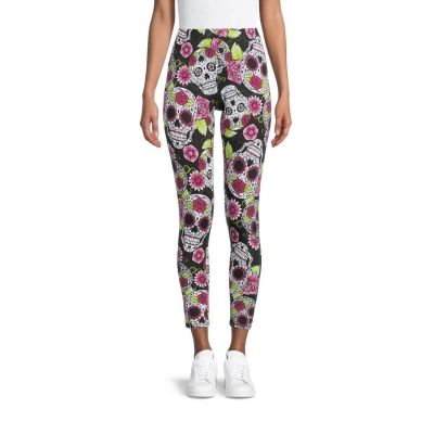 NOBO Womens Juniors Sugar Skulls Ankle Leggings Large 11-13