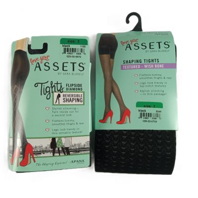 Spanx Assets Women's Shaping Tights 2 Pack Size 3 Black Diamond Wish Bone