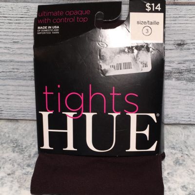 Hue Ultimate opaque control top tights 1 pair ~Size 3~ espresso 90 Denier USA ue