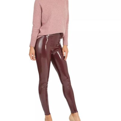 SPANX LEGGINGS SPANXSHAPE faux patent leather ruby high rise skinny shinny L