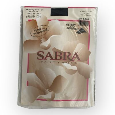 Sabra Women's Queen Size 3X 4X Off Black Pantyhose Reinforced Panty Toe Sealed