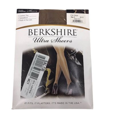 Berkshire Ultra Sheer Control Top Pantyhose 3 Sandalfoot Sheer Leg City Beige