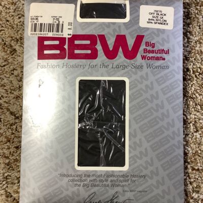 Vintage BBW Big Beautiful Woman Support PANTYHOSE Nylons Off Black SIZE 5X New