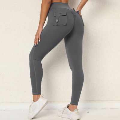 Women Cargo Yoga Leggings Pockets High Waist Tummy Control Stretch Workout Pants