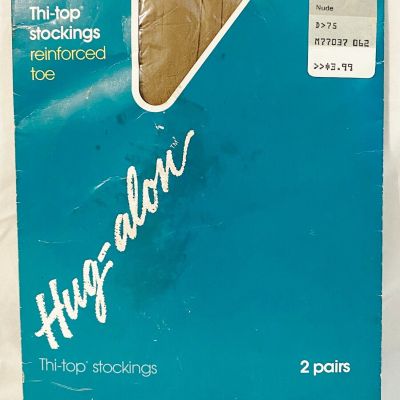 Vintage Sears Hug -Alon Thi-Top Stockings Nude 2 Pairs 100perc Nylon Medium