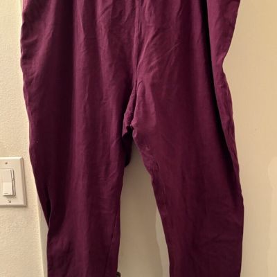 Roamans ~ Cotton Blend Elastic Waist Purple Leggings ~ Plus Size 2X (26/28)