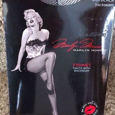 Marilyn Monroe Black Fishnet Fish Net Tights Stockings Backseam Women's A Small