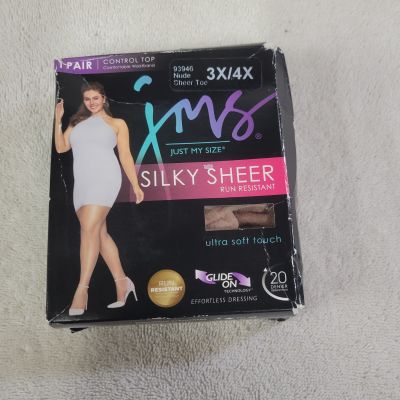 Just My Size Silky Sheer Run Resistant Pantyhose Size 3x-4x