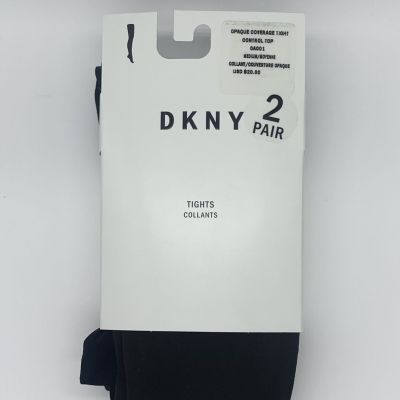 DKNY Opaque Control Top Tights 2-Pack, Medium, Brown/Black