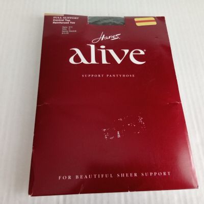 Hanes Alive Full Support Pantyhose Barely Black Size D Control Top Style 810