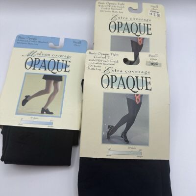 VTG J.C. Penney Sz Small Opaque Control Top 3 Pairs Pantyhose Tights Black Navy