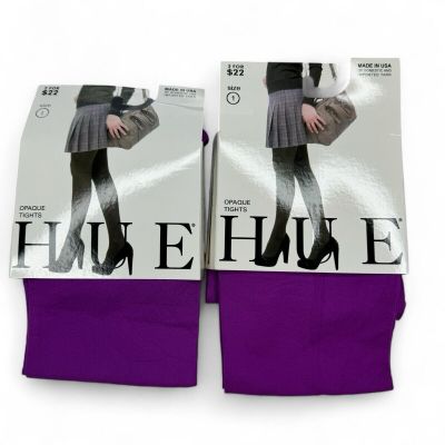 Hue Womens Opaque Tights Size 1 Dahlia Purple 2 Pairs 40 denier NWT