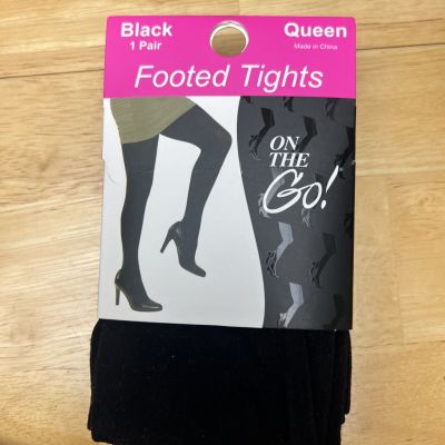 On The Go Black Footed Tights Size Queen