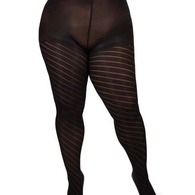 Spiral Opaque Plus Size Curvy Control Top Tights