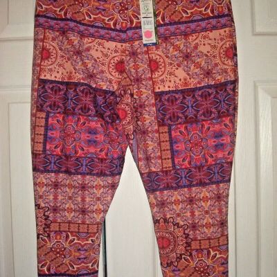 Ladies Plus Legging Capri Pants Size 1X (16W-18W)  Multicolor Floral New