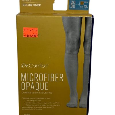 Dr. Comfort Unisex Microfiber Opaque +Plus Below Knee 20-30mmHg (Beige) X-LARGE