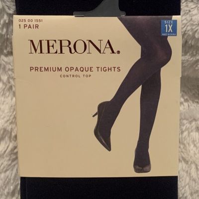 NWT Merona Opaque Tights Size 1X Xavier Navy Blue 5’5”-5’11” 180-230 lbs