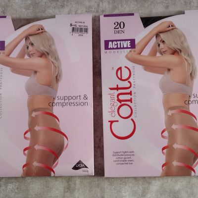 Elegant Conte Active Modeling 20 Den Pantyhose Size XL Natural & Mocca