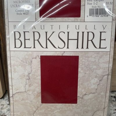 Beautifully Berkshire Red Lacquer Pantyhose Microfiber Size 1-2 Control Top New