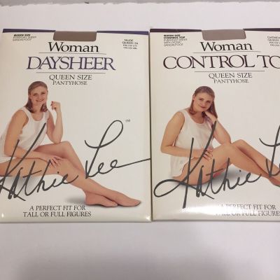 Kathy Lee Queen 2X Woman Control Top & Daysheer Pantyhose Lot Of 2