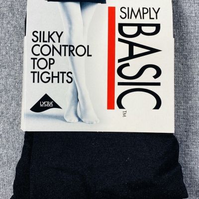 Simply Basic Silky Control Top Tights Black NWT