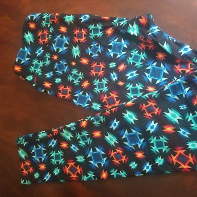 LuLaRoe Leggings OS, Teal/Orange/Green Abstract, NWT