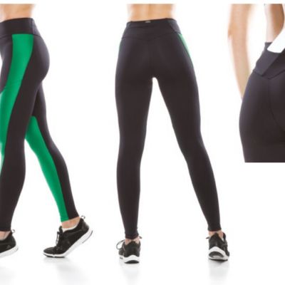 Green Leggings with Pocket Glossy Workout Yoga High Rise High Waist Size S,M,L