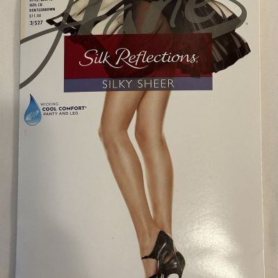 Silk Reflections Silky Sheer Brown Pantyhose Size CD NEW