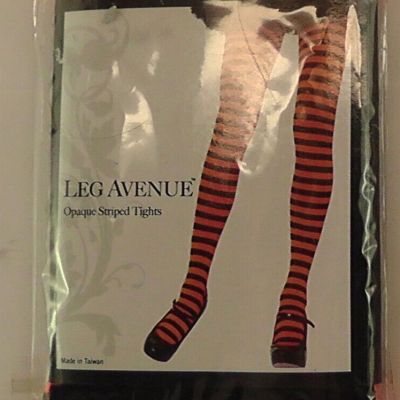 Leg Avenue 7100 Opaque Striped Orange Black OS Tights 90-160lbs REDUCED SHIP