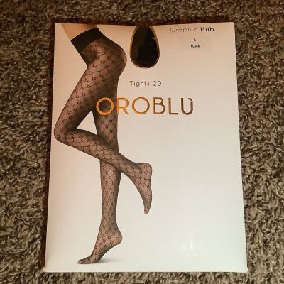 Oroblu graphic hub sheer to waist tights, 20 denier, color black, size: L