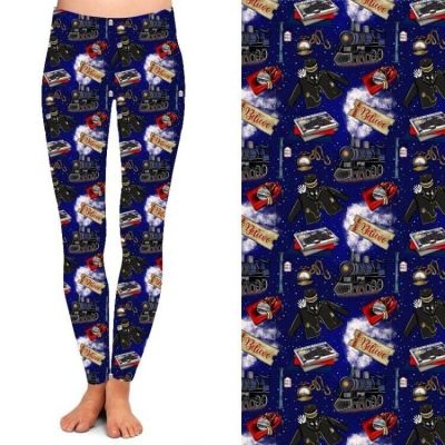 Polar Express Believe Holiday Women's Leggings w/Pockets TC2 Ext Plus Size 20-24