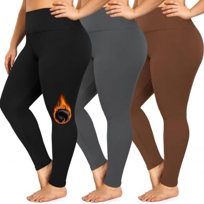 Women's 3XL Plus Size Fleece Lined Leggings High Waist Tummy Control Thermal