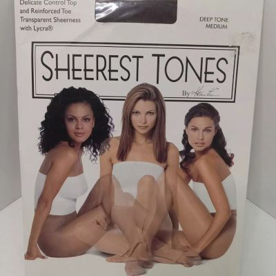 Kathie Lee Sheerest Tones Control Top Transparent Deep Tone MED Nylon Pantyhose