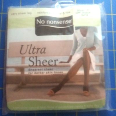 Vintage No Nonsense Ultra Sheer Size C Off Black Pantyhose Reinforced Panty Toe