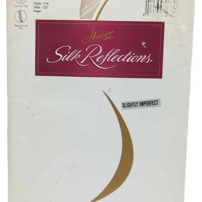 Hanes Silk Reflections IMPERFECT Sheer Control Top Pantyhose Pearl 718 Size CD