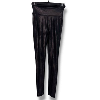 Spanx Faux Patent Leather Leggings Small Black Womens Liquid Gloss Shiny 20301