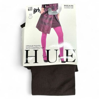 HUE Opaque Tights with Control Top Espresso Brown Womens Size 1 New