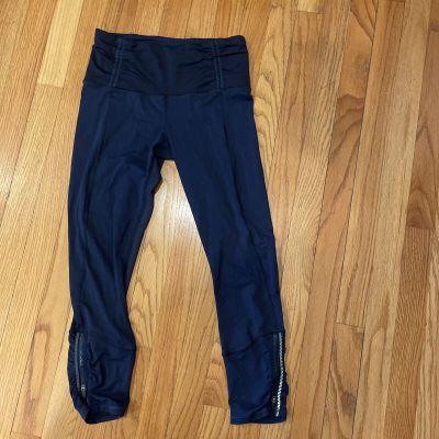 Lululemon Navy Leggings Zippers Size 6 EUC