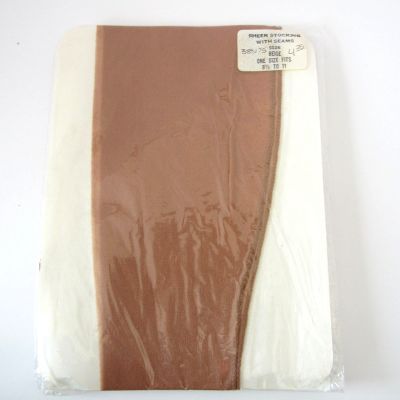 Vtg Shirley of Hollywood 100perc Nylon Sheer Stockings with Seams Beige 8 1/2 - 11