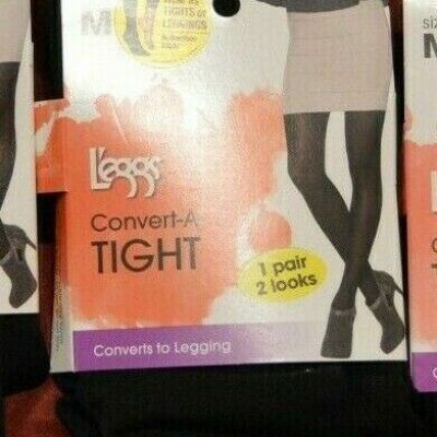 4 Pair Leggs Convert-A-Tight Footless Tights 1 Pair=2 Looks Size M Black (R11)