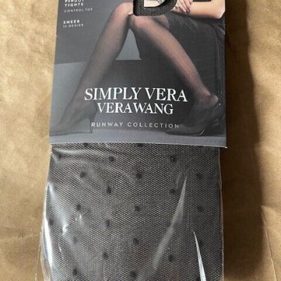 Vera Wang Simply Sheer Pindot Tights Black Runway Collection Sz 3 (165-200#)