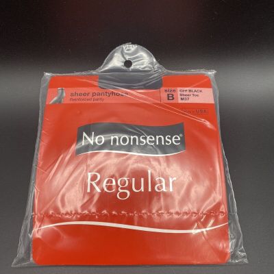 Pantyhose No Nonsense Regular Nylon Leg Off Black Reinforced Size B M37 New