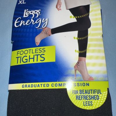 LEGGS Energy GRADUATED COMPRESSION Tights BLACK XL Footless Tights Y2K New