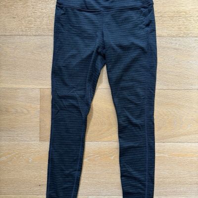 ATHLETA Womens Legging Jacquard Chaturanga High Rise Blue Black Stripe Size S